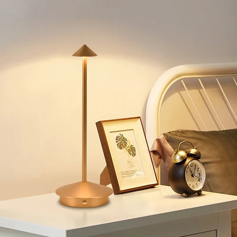 Rechargeable Table LED Lamp Touch Sensor Night Desk Lamp for Restaurant Hotel Bar Bedroom 3 Color Temperatures Stepless Dimming